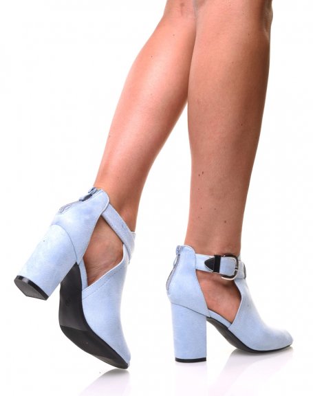Blue suedette heeled sandals