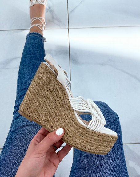 bohemian style beige wedges with laces