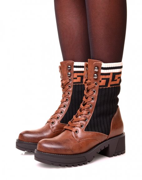 Brown lace-up ankle boots
