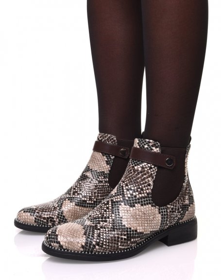Brown snake print Chelsea boots
