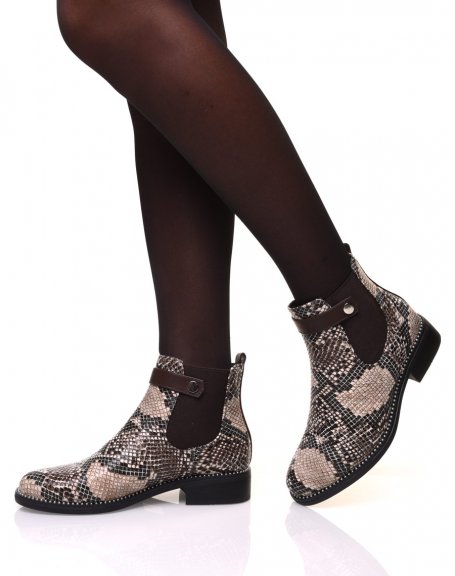 Brown snake print Chelsea boots