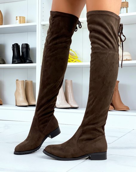 Brown suedette over the knee boots