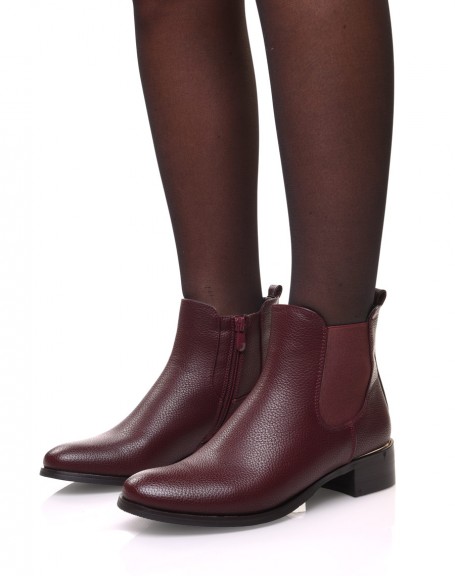 Burgundy Chelsea boots with gold piping