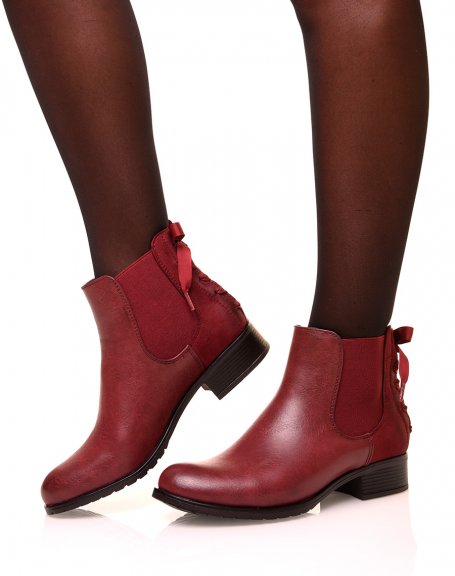 Burgundy Chelsea boots with knots