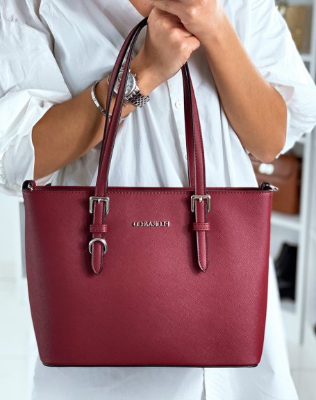 Burgundy faux leather handbag