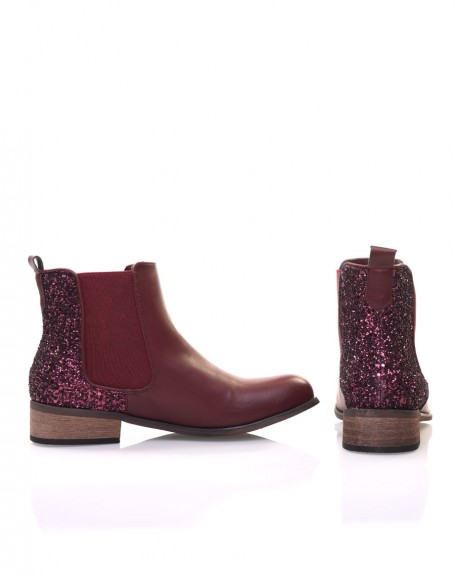 Burgundy glitter Chelsea boots