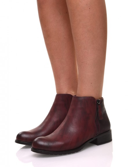 Burgundy glitter effect ankle boots