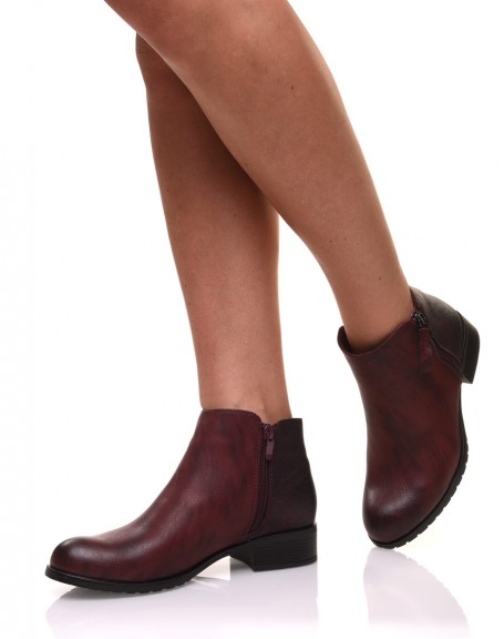 Burgundy glitter effect ankle boots