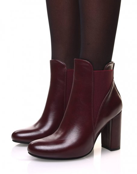 Burgundy high heel ankle boots