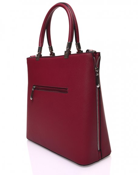 Burgundy long handbag with zipper