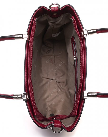 Burgundy long handbag with zipper