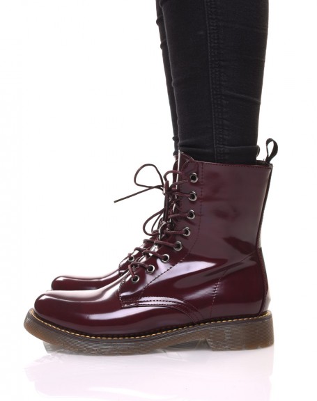 Burgundy patent high-top shoes