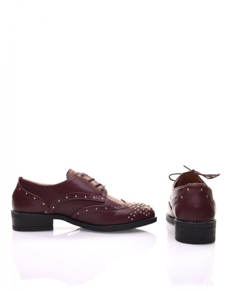 Burgundy studded derby shoes
