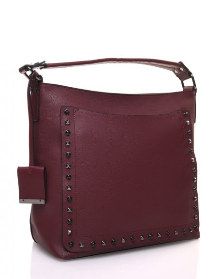 Burgundy studded handbag