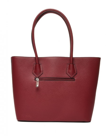 Burgundy tote bag with zipped pocket