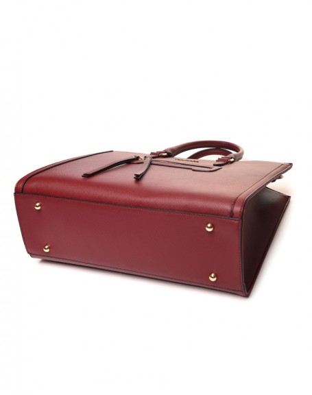 Burgundy zipped pocket handbag