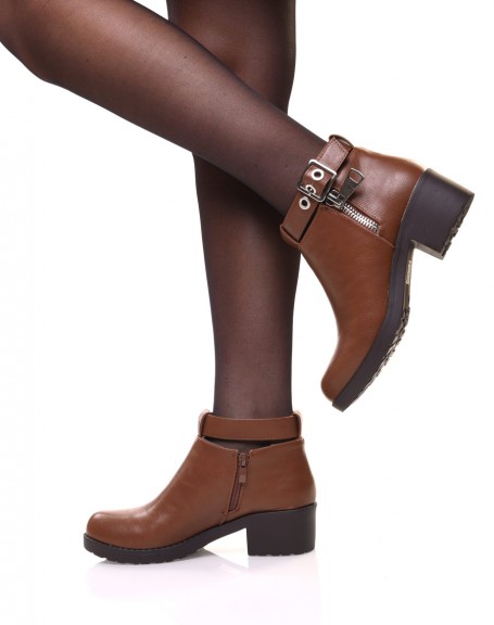 Camel ankle boots