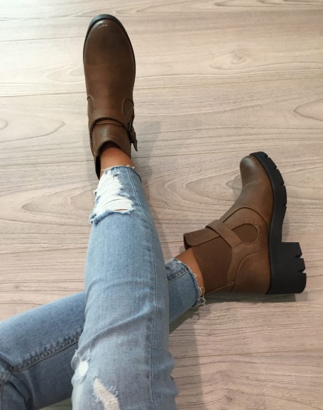 Camel ankle boots with decorative details
