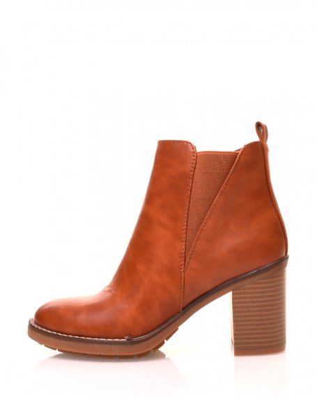 Camel ankle boots with square heels