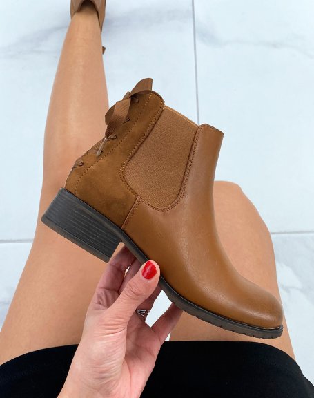 Camel Chelsea boots with bow