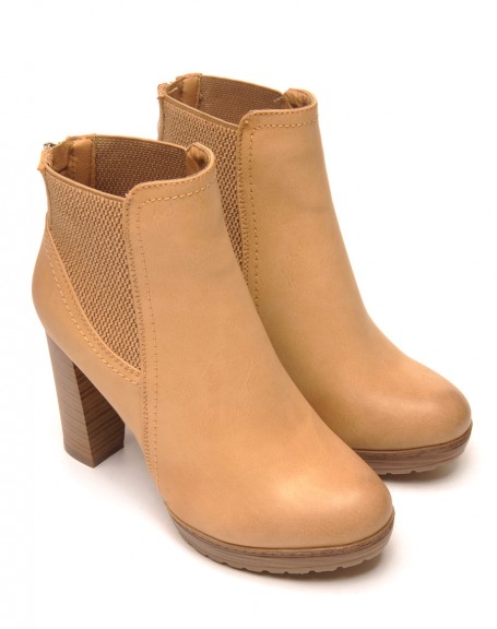 Camel Chelsea boots with heels