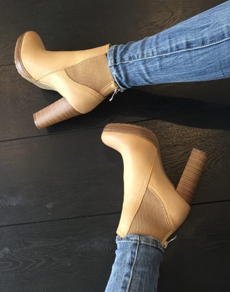 Camel Chelsea boots with heels