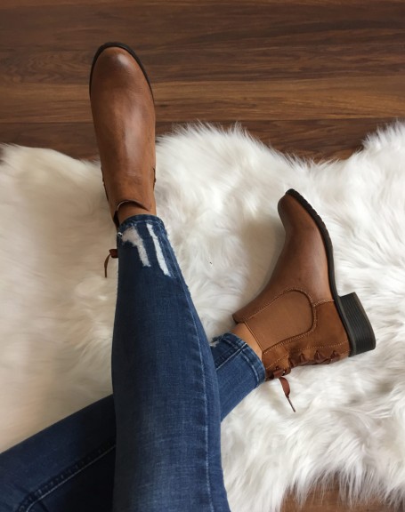 Camel Chelsea boots with knots