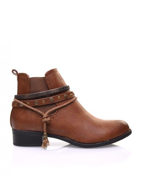 Camel flat boots with different straps