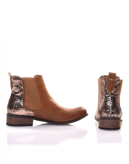 Camel glitter Chelsea boots
