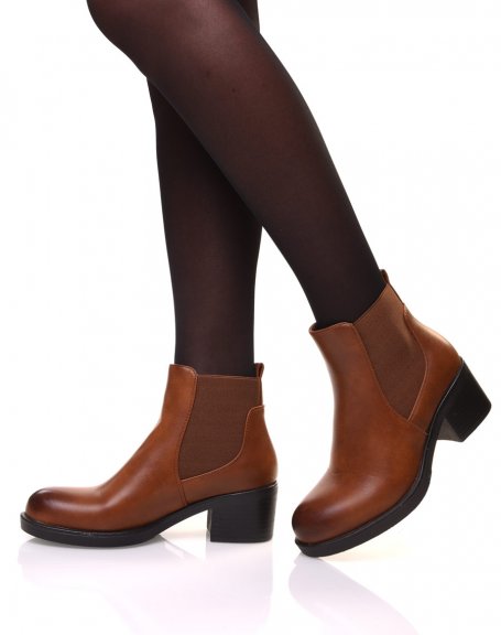 Camel heeled Chelsea boots