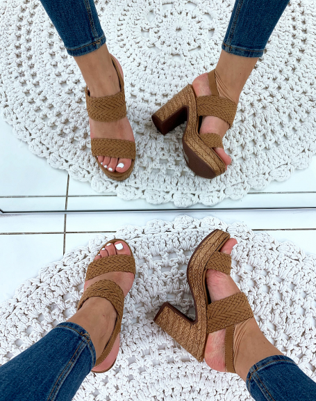 Camel heeled sandals
