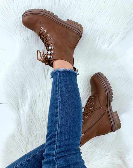 Camel high ankle boots