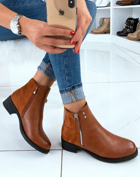 Camel low boots