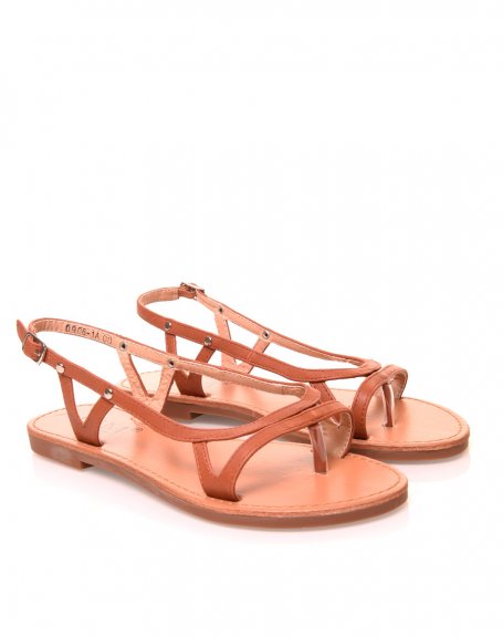 Camel sandals with thin straps