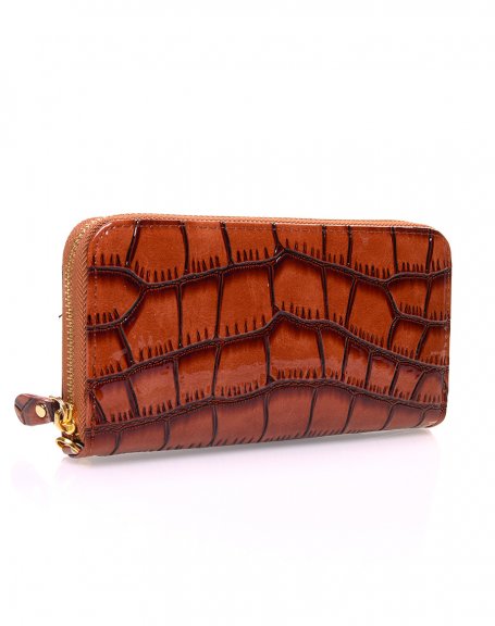 Camel wallet with crocodile effect