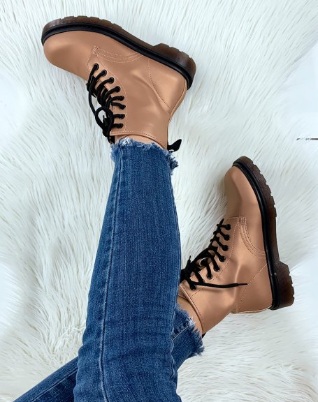 Champagne high ankle boots