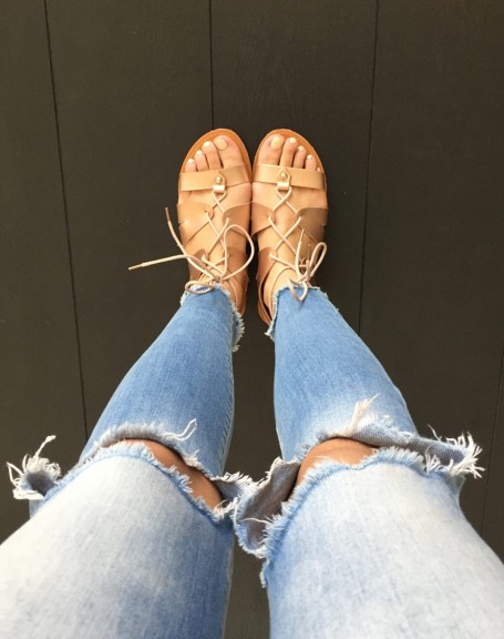 Champagne lace-up sandals