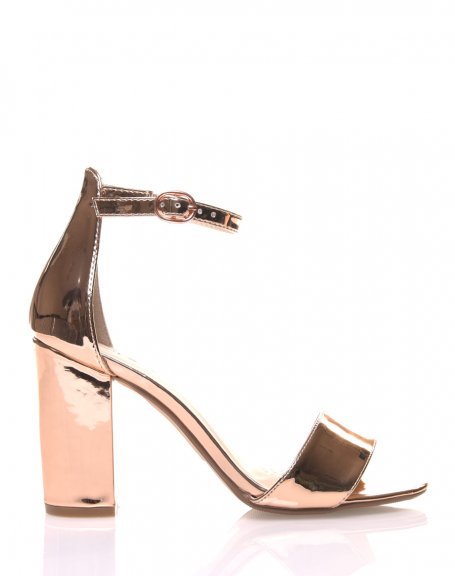 Champagne waxed heeled sandals