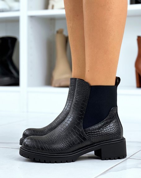 Chelsea boots with black croc effect