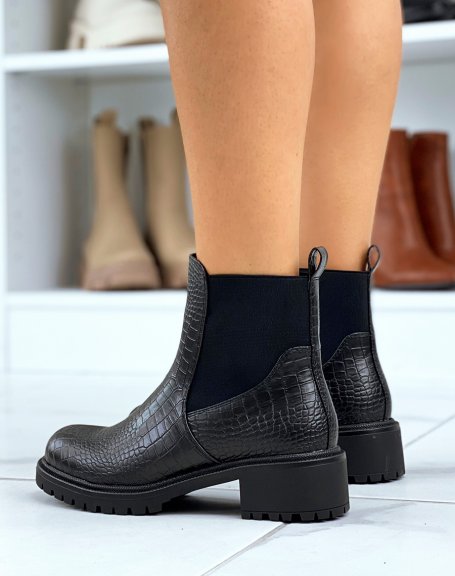 Chelsea boots with black croc effect