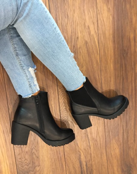 Chelsea boots with mid high heels black