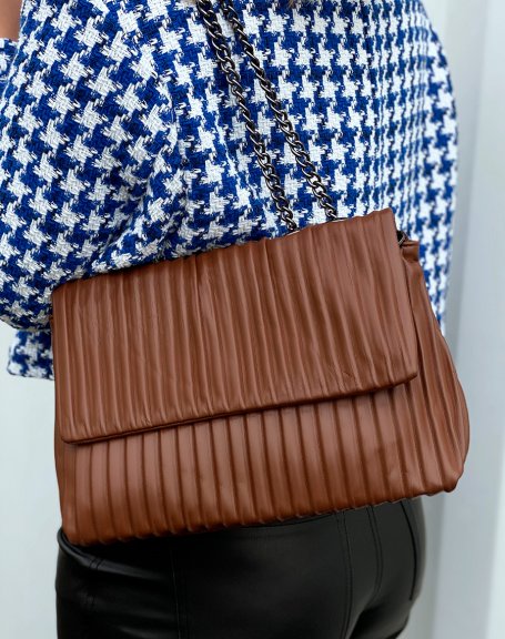 Chocolate pleated effect handbag