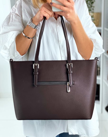 Chocolate tote bag in faux leather