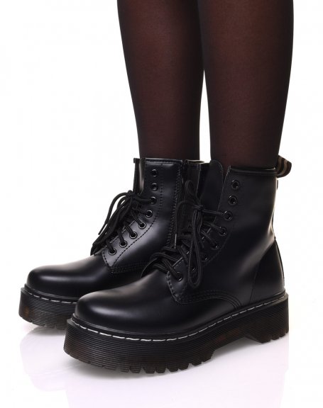 Chunky black platform ankle boots
