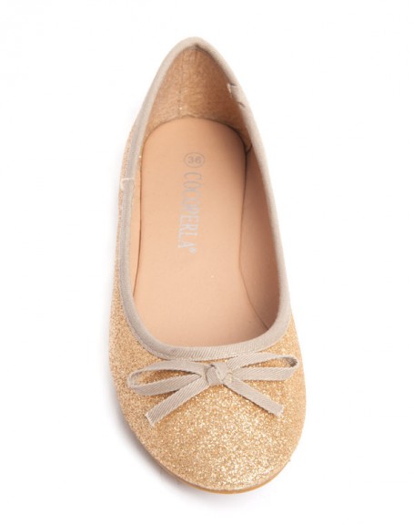 Cocoperla women's gold ballerina with sequins and bow