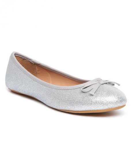Cocoperla women's silver ballerina with sequins and bow