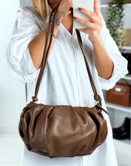 Coffee satchel-shaped handbag