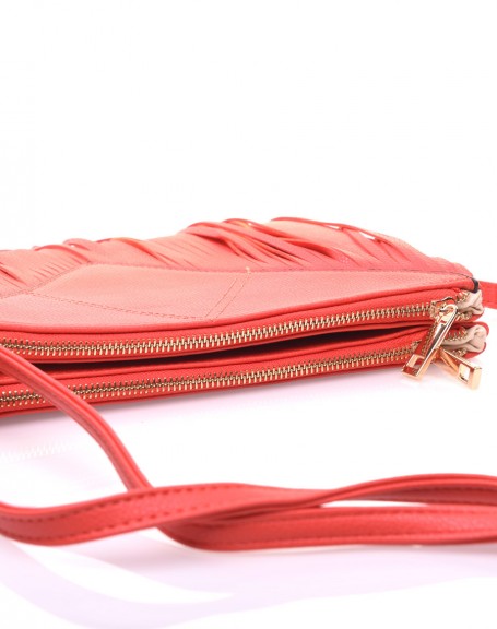 Coral fringe pouch