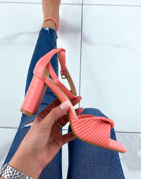 Coral heeled sandals with chunky strap