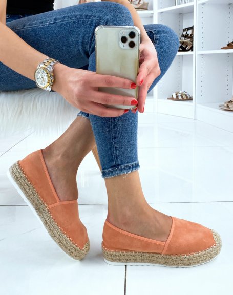 Coral jute and suede espadrilles
